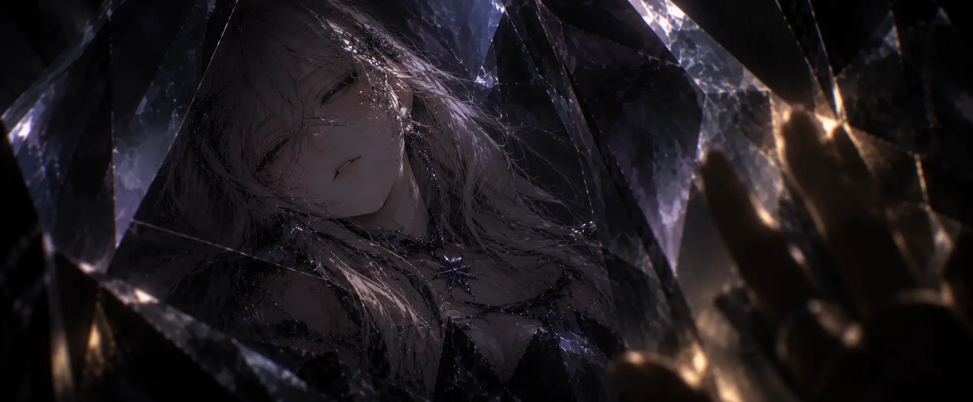 Raylene trapped within a dark crystal